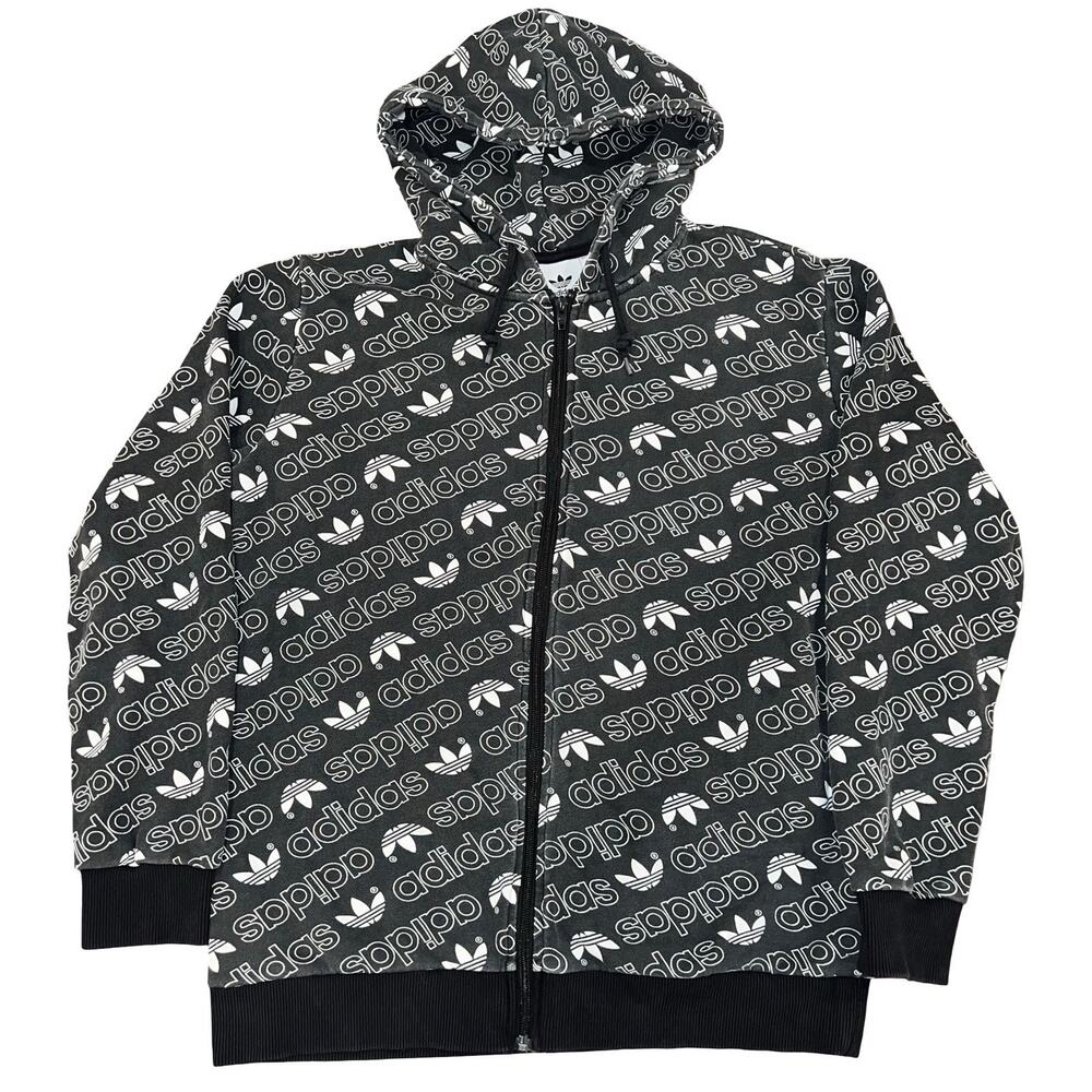 Adidas Originals Monogram Print 2018 DH4781 Full Zip Hooded Jacket Medium